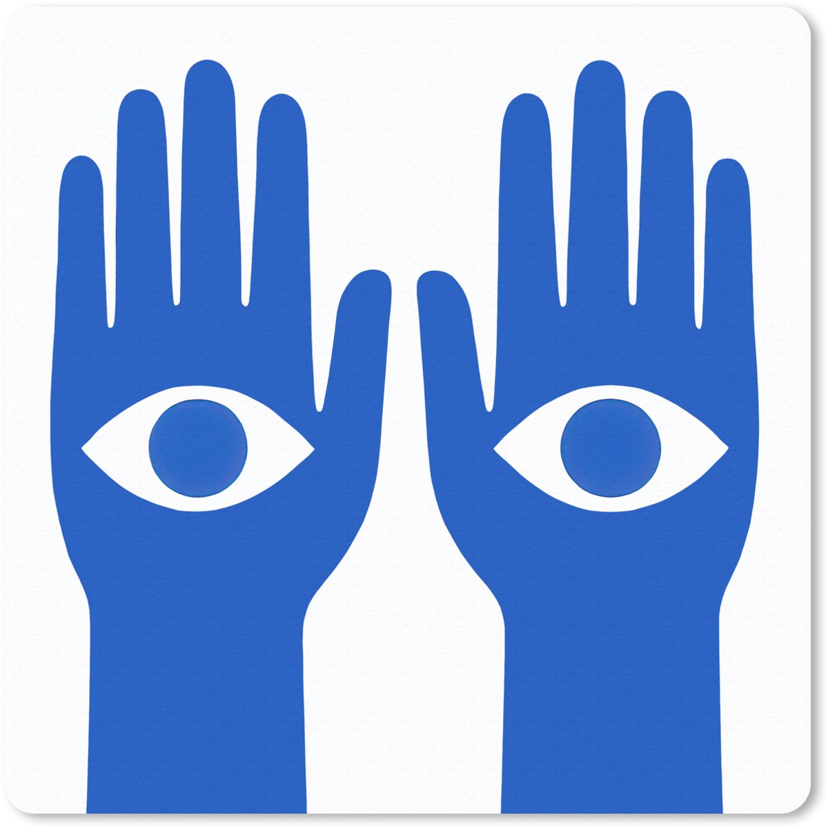 Muismat 30x30 cm - Mousepad Handen - Twee - Ogen - Blauw - Muismatten