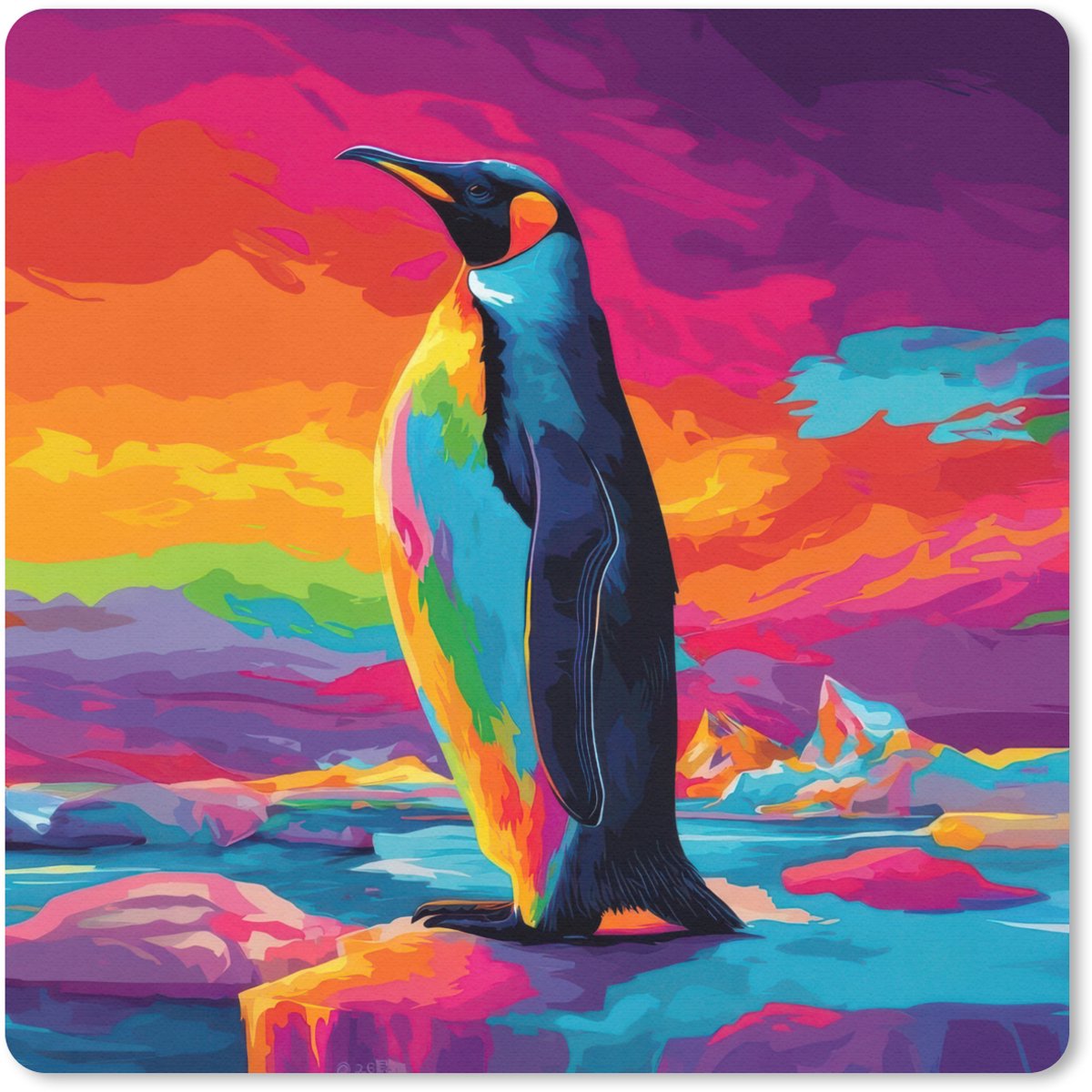 Muismat 20x20 cm - Mousepad Ijsschots - Pinguïn - Abstract - Lucht - Muismatten