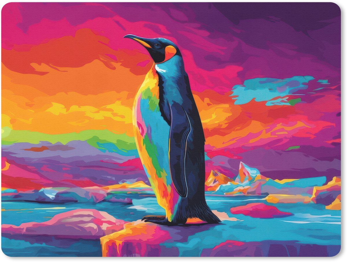 Muismat 23x19 cm - Mousepad Ijsschots - Pinguïn - Abstract - Lucht - Muismatten