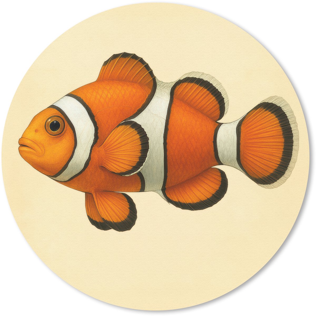 Muismat rond 30x30 cm - Mousepad Vis - Oranje - Strepen - Ronde muismatten