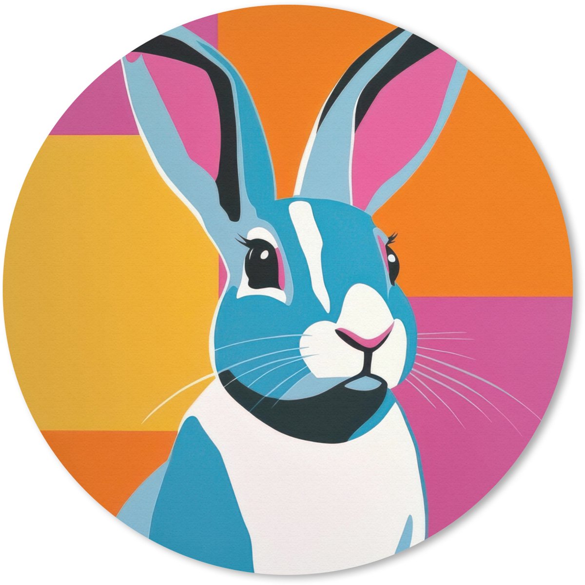 Muismat rond 20x20 cm - Mousepad Haas - Kleurvakken - Oren - Roze - Ronde muismatten