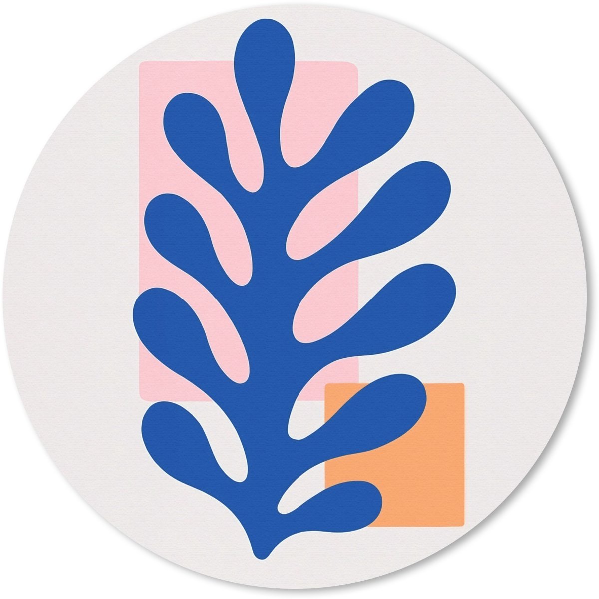 Muismat rond 20x20 cm - Mousepad Abstract - Blad - Blauw - Rechthoeken - Ronde muismatten