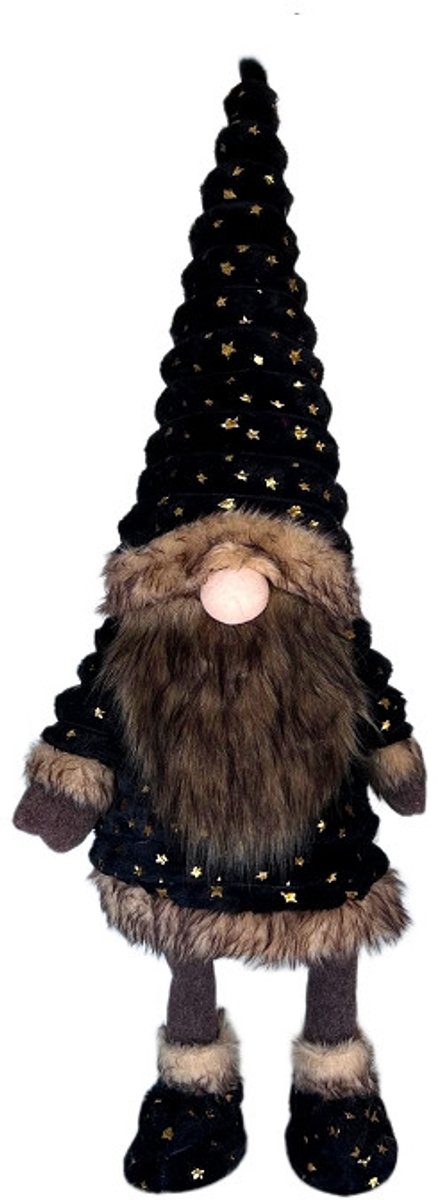 Gnoom bewegend zwart goud sterren Polyester fluweel 90 cm | 7123083-1Black | Staand | Hendriks Deco