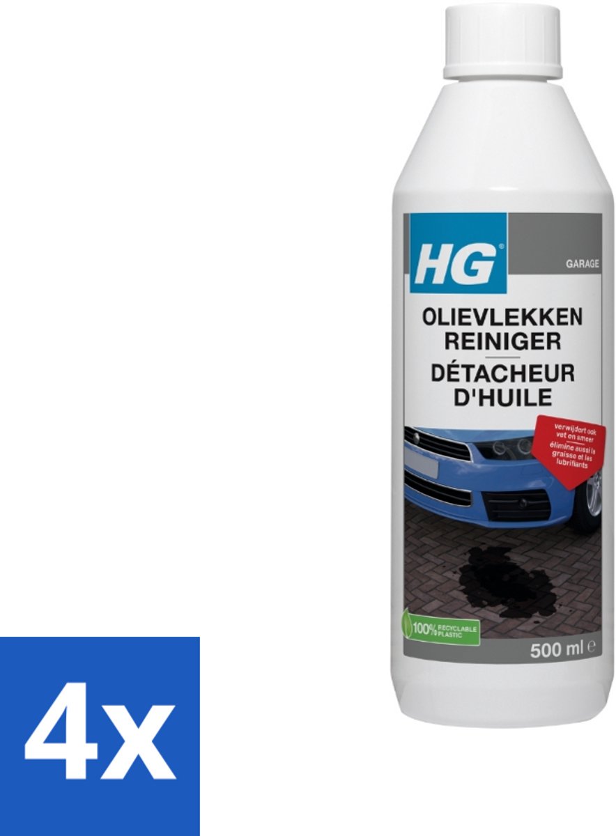 4 x HG Olievlekken Reiniger 500 ml - Olievlekken Verwijderen - Vetvlekken Verwijderen - Smeervlekken Verwijderen - Reinigingsolie - Reinigingsmiddel Oprit