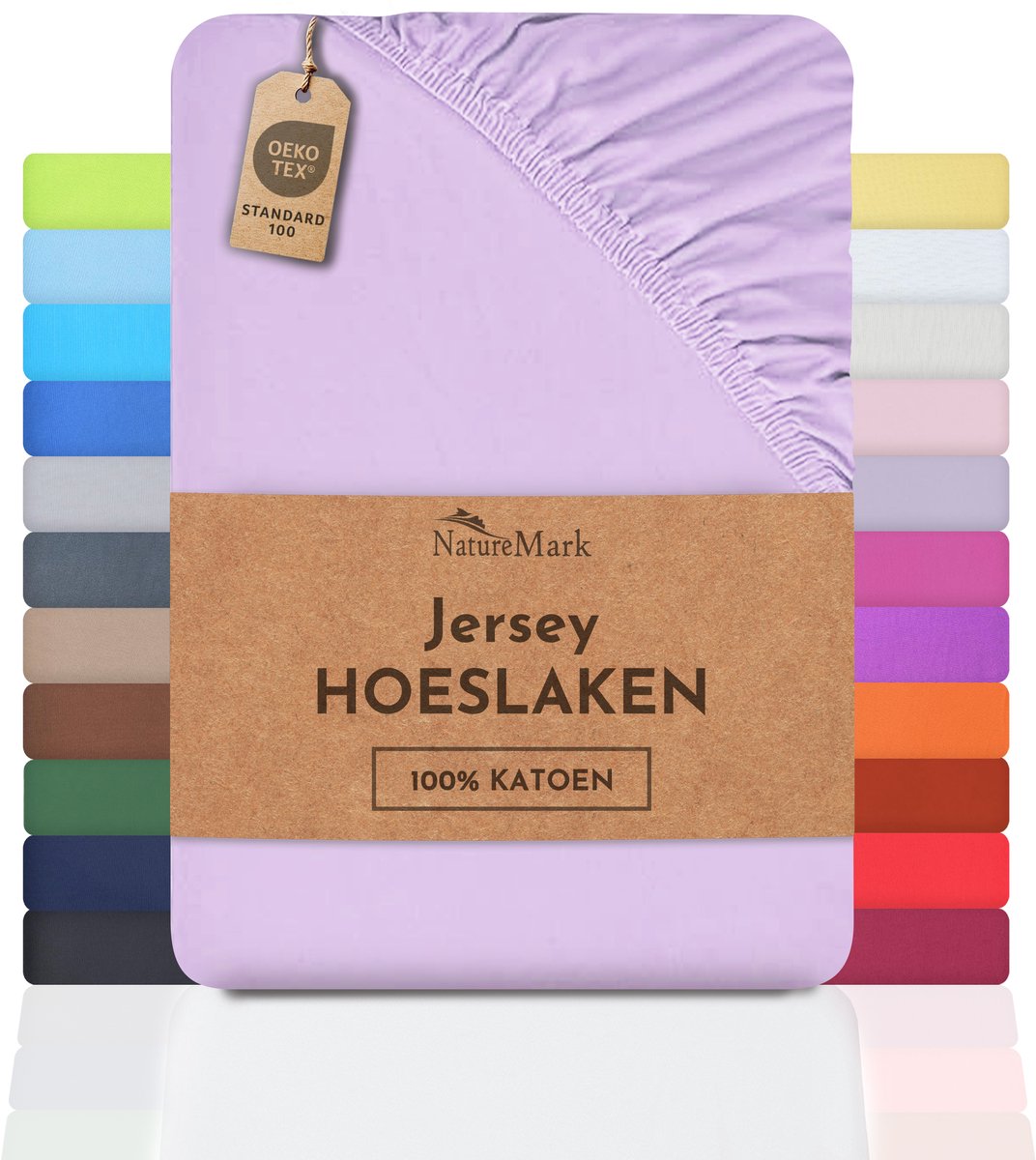 NatureMark Jersey hoeslaken hoeslaken, 100% katoen, 200x220cm, lila Lila / Lavendel