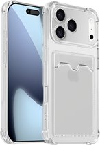 ShieldCase TPU hoesje met pasjeshouder geschikt voor iPhone 17 Pro Max (transparant) – stevige case met kaarthouder, shockproof bescherming en dunne pasvorm