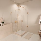 Lomazoo douchecabine Cali in glanzend goud met 8mm helder glas, nano coating, 90x90cm.