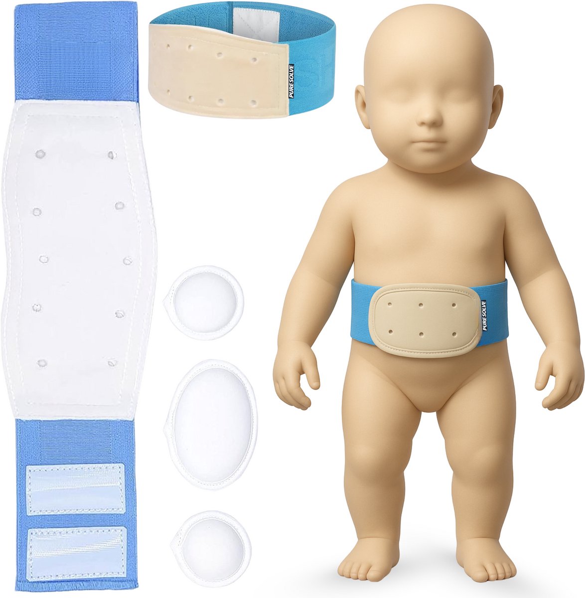 Baby navelbreuk riem - navelbreukgordel - orthopedische band met navelsteun - blauw