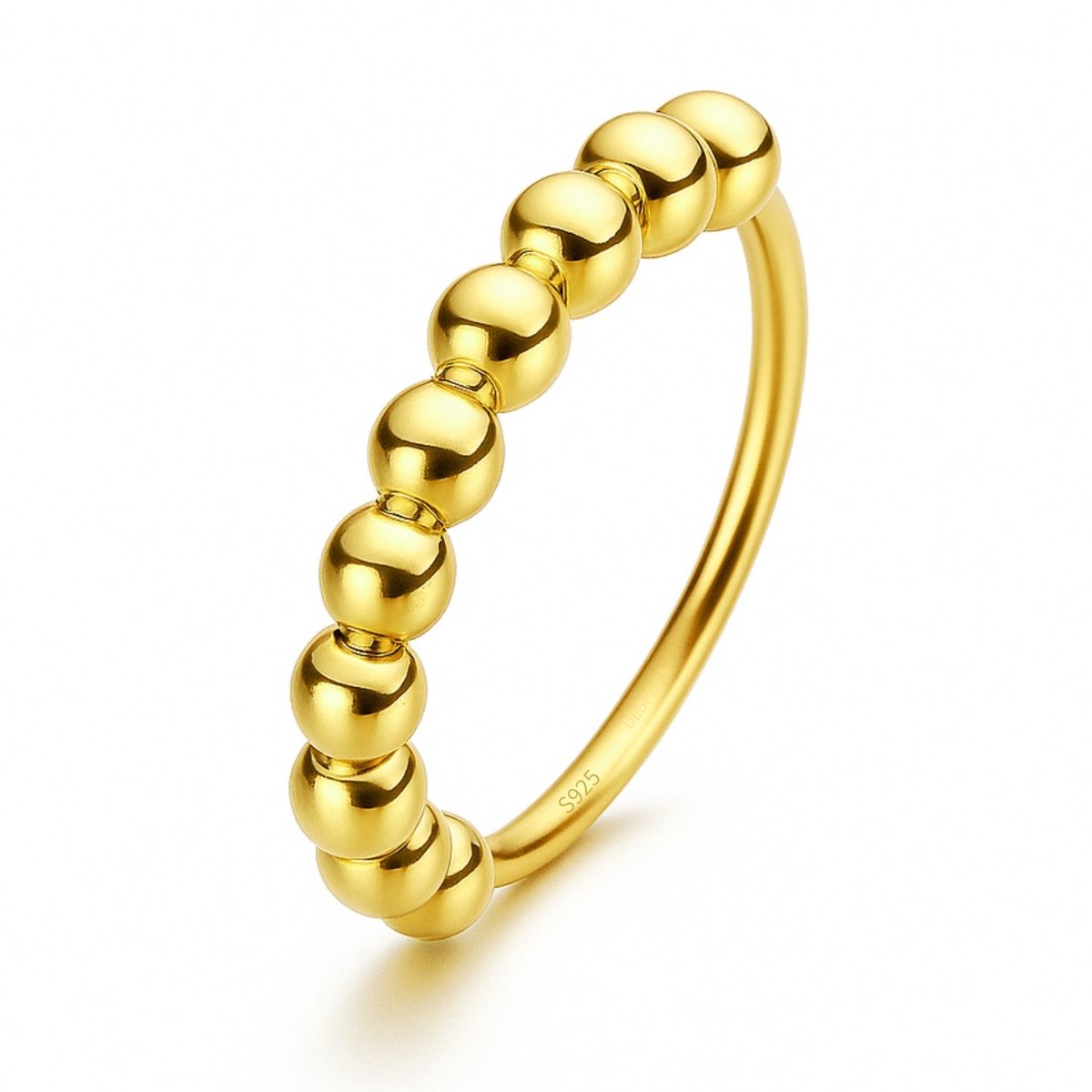 Anxiety Ring - Stress Ring - Fidget Ring - Anxiety Ring For Finger - Draaibare Ring Dames - Spinning Ring - Spinner Ring - Zilver 925 Gold Plated - (22.25 mm / maat 70)