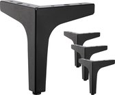 Moderne driehoekige metalen tafelpoten-Set van 4 meubelpoten belastbaar tot 600 KG-for meubelpinnen voor kast, bank -met 4 voetbeschermers, zwart (17cm)