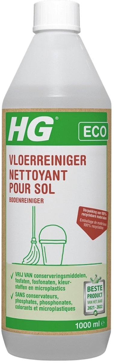 1 x HG - Eco Vloerreiniger - Milieuvriendelijke Reiniging - 1L - Vloerreiniger - Milieuvriendelijke Reiniger - Hardvloer Reinigen - Eco Vloerreiniger - Duurzame Reiniger