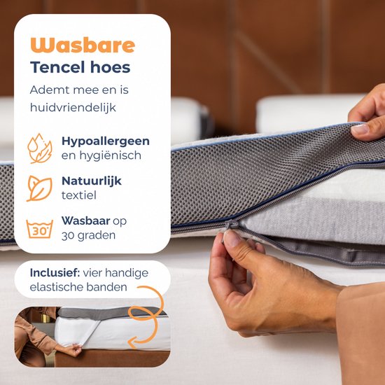 Best Life Surmatelas 140x200 M�moire de Forme - Topper Matras - Tencel - Matelas 140x200 - 8 cm