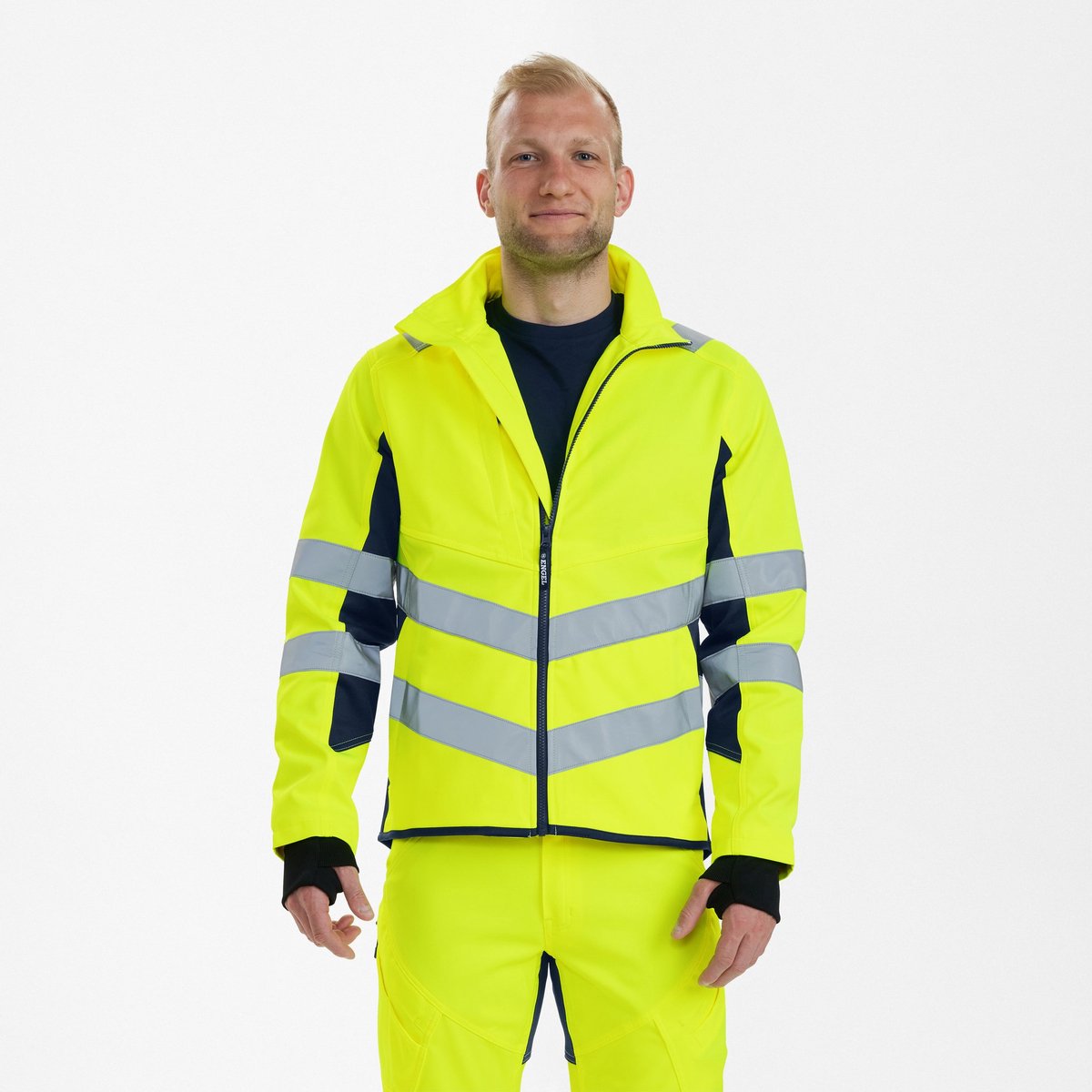 Engel Safety werkjack met 2-weg stretch 1544-314 - Hi-vis Yellow / Blue Ink - 5XL
