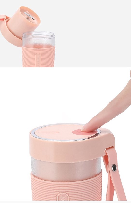 Draagbare blender USB oplaadbare elektrische blender sapcentrifuge shaker beker fitness roze — afbeelding 2