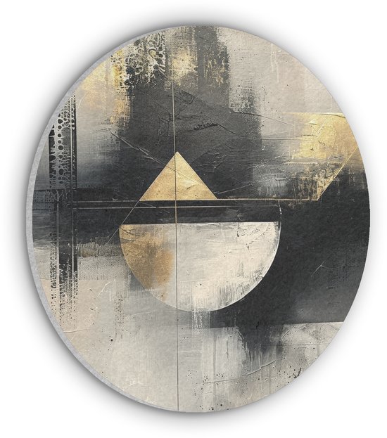 Akoestisch wandpaneel rond 50x50 cm - Vilt schilderij Abstract - Zwart ...