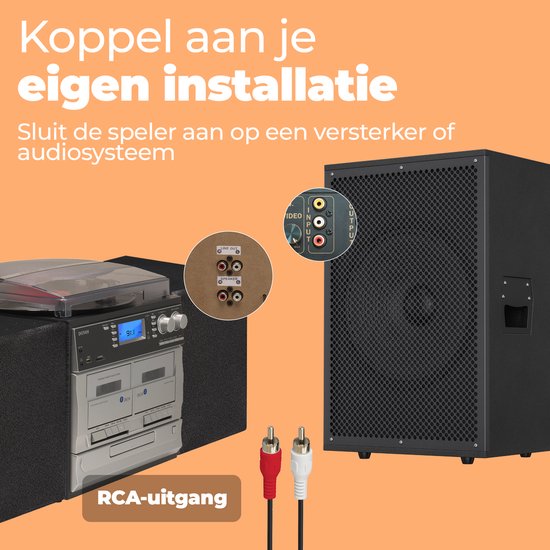 Denver Retro Platenspeler met Speakers - DAB Radio CD Speler - Dubbele Cassette - FM Radio - Hout - MRD166 — afbeelding 4