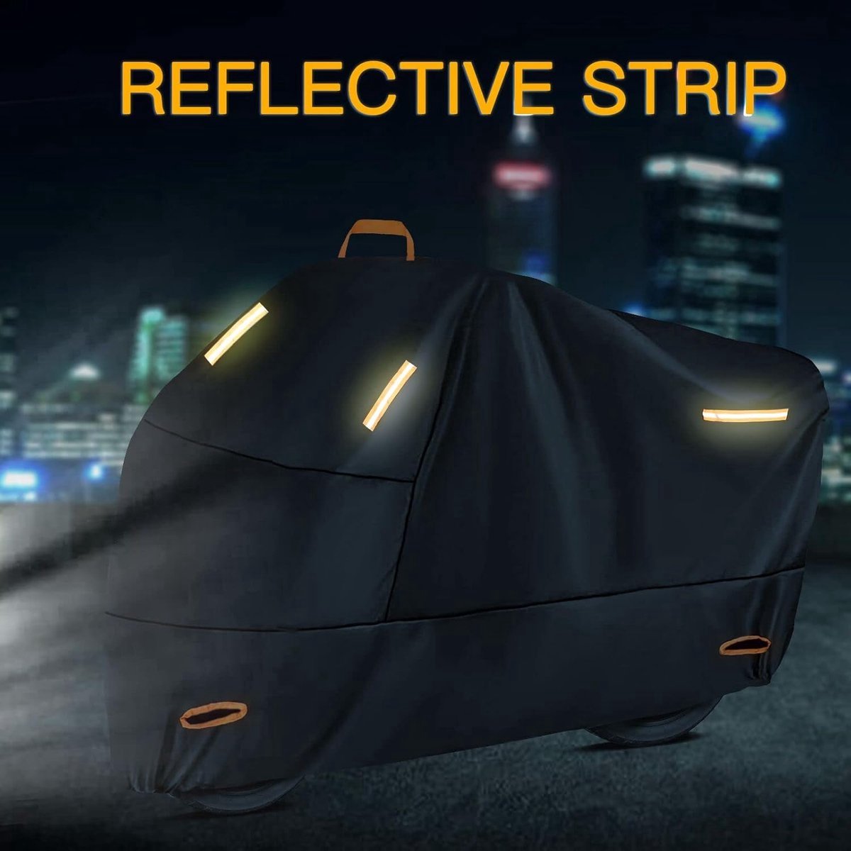 Waterdichte motorhoes - Motorzeil voor buiten - Motorhoes - Geschikt voor binnen & buiten - Universele pasvorm - 210D Oxford-stof - Maat XL (230 x 105 x 125 cm) - Zwart – foto 3