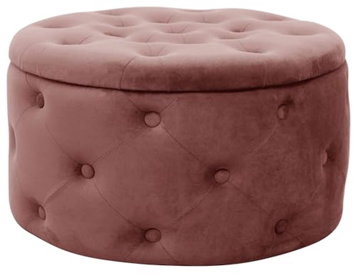 Stijlvolle Pouf met Opbergruimte 55 cm | Luxe Velours | Voetensteun | Multi-inzetbaar | Compact Ontwerp | Roze