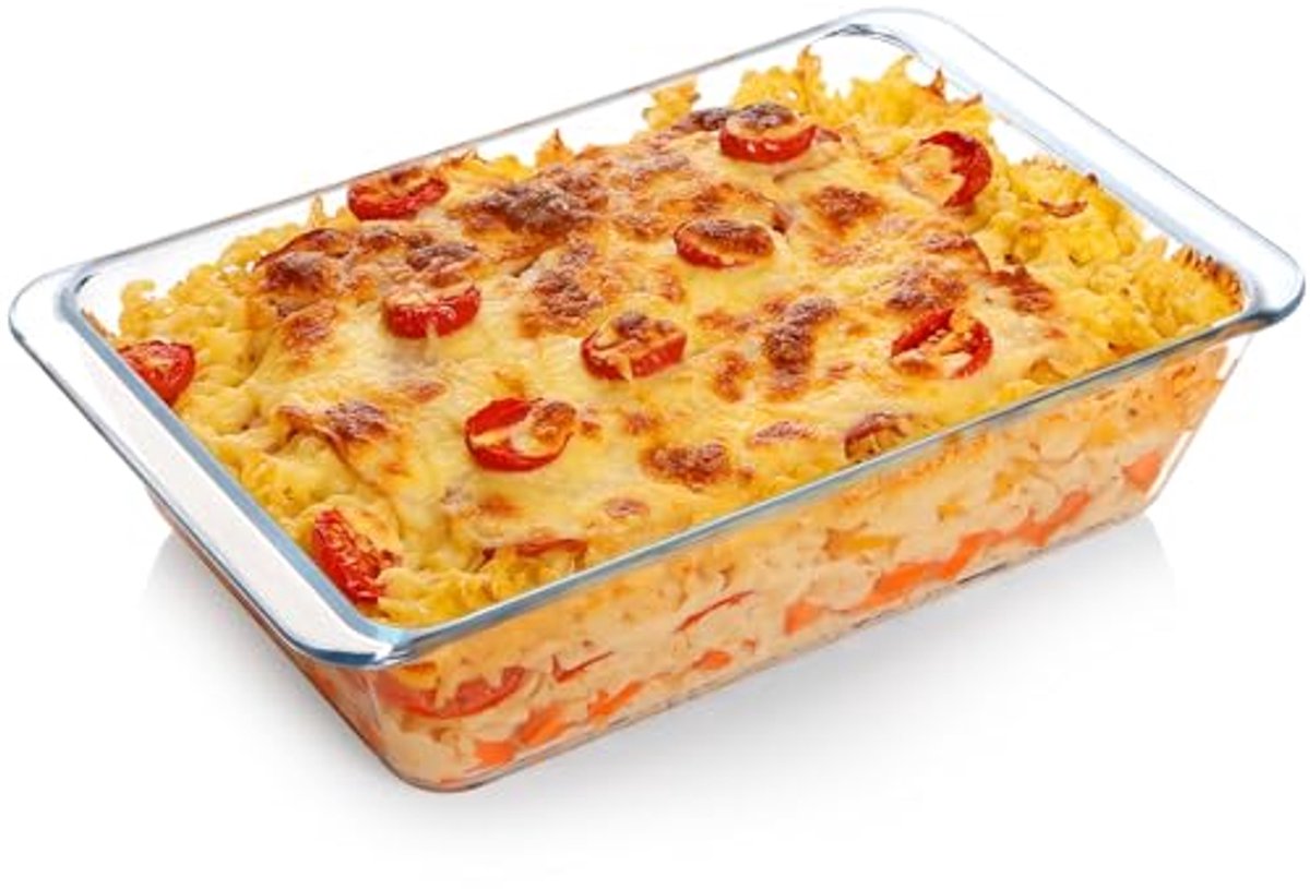 Diepe glazen ovenschaal 30 x 20 x 7.5 cm - rechthoekige lasagnevorm, ovenvast en vaatwasmachinebestendig