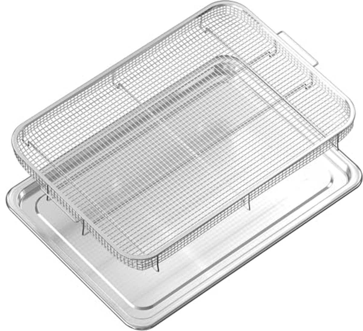 Grote Airfryer Mand en Tray voor Oven 47 5cm x 32 5cm Roestvrijstalen Set voor Gezond Bakken