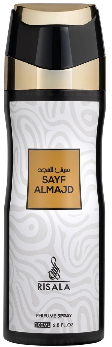 Sayf Almajd by Risala – 200ml Perfume Deodorant Spray – Long Lasting Arabic Oriental Fragrance from Dubai – Woody, Amber, Spicy & Musk Scent