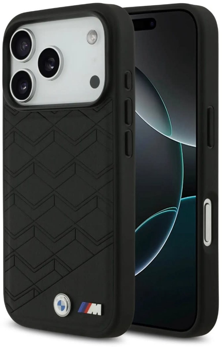 BMW Back Cover - iPhone 17 Pro - Zwart - Schokabsorberend - Geometrische Textuur