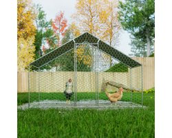 Kippenren 3×1,5×2 m – metalen ren met slot en waterdichte PE-afdekking, voor kippen, konijnen en knaagdieren