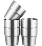 6 stuks herbruikbare metalen bekers, 300 ml, borrelglazen van roestvrij
