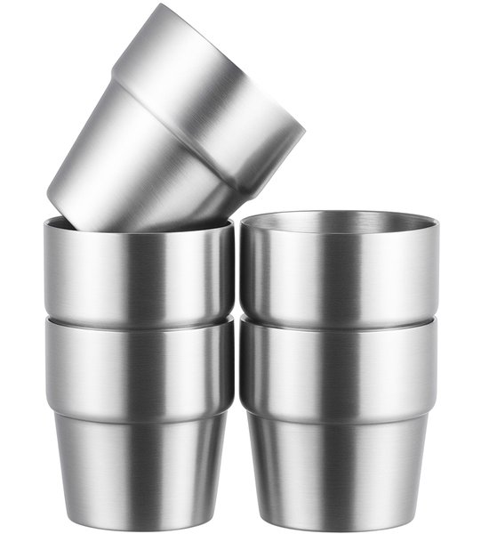 Mon Deal Verte – Gobelets empilables en acier inoxydable – Gobelets durables en acier inoxydable – Verres métalliques réutilisables pour boissons chaudes et froides