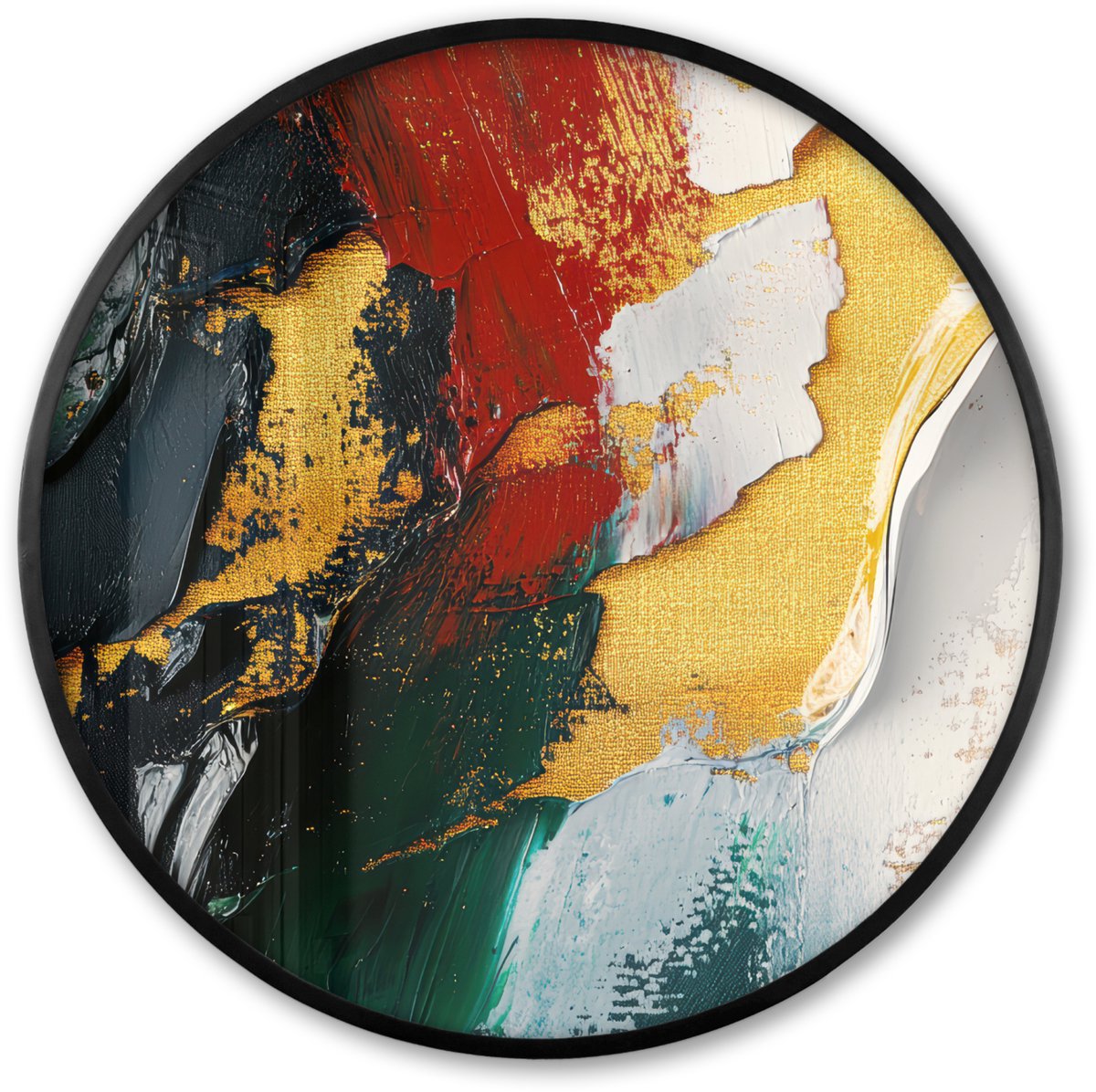 FrameYourWall Poster in lijst Rond - Fotolijst 60x60 cm - Posters - Modern - Kerst - Abstract - Goud - Ronde posterlijst zwart - Decoratie - Wanddecoratie woonkamer - Kerstdecoratie voor binnen - Kerstversiering - Kerstmis versiering in huis - Kerstaccessoires Abstract - Kerst