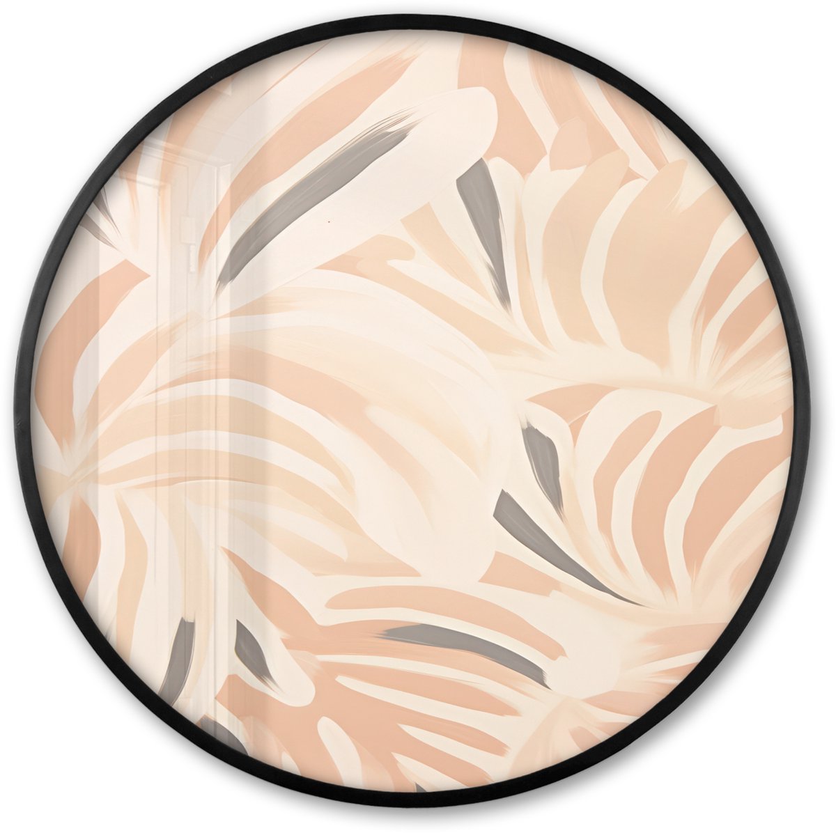 FrameYourWall Poster in lijst Rond - Fotolijst 80x80 cm - Posters - Pastel - Kunst - Abstract - Ronde posterlijst zwart - Decoratie - Wanddecoratie woonkamer - Muurdecoratie slaapkamer Beige