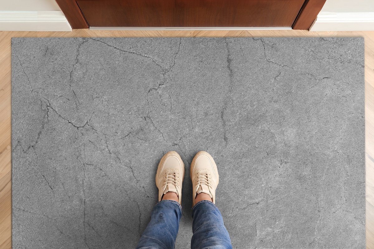 Coloray Deurmat voor binnen - Grijs Antislip Onderkant Deurmat - Grijs Beton Inloopmat Voordeur - Deurmat Aan Huis - Deurmat Groot - 150x100 cm Grijs - Grijs Beton