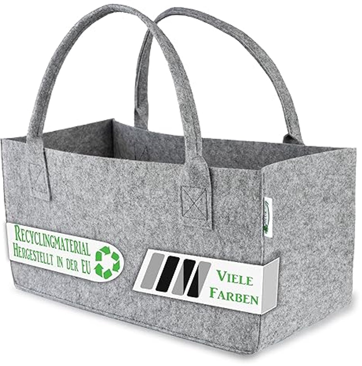 Stijlvolle Vilten Tas voor Boodschappen, Hout en Kranten (Grijs)