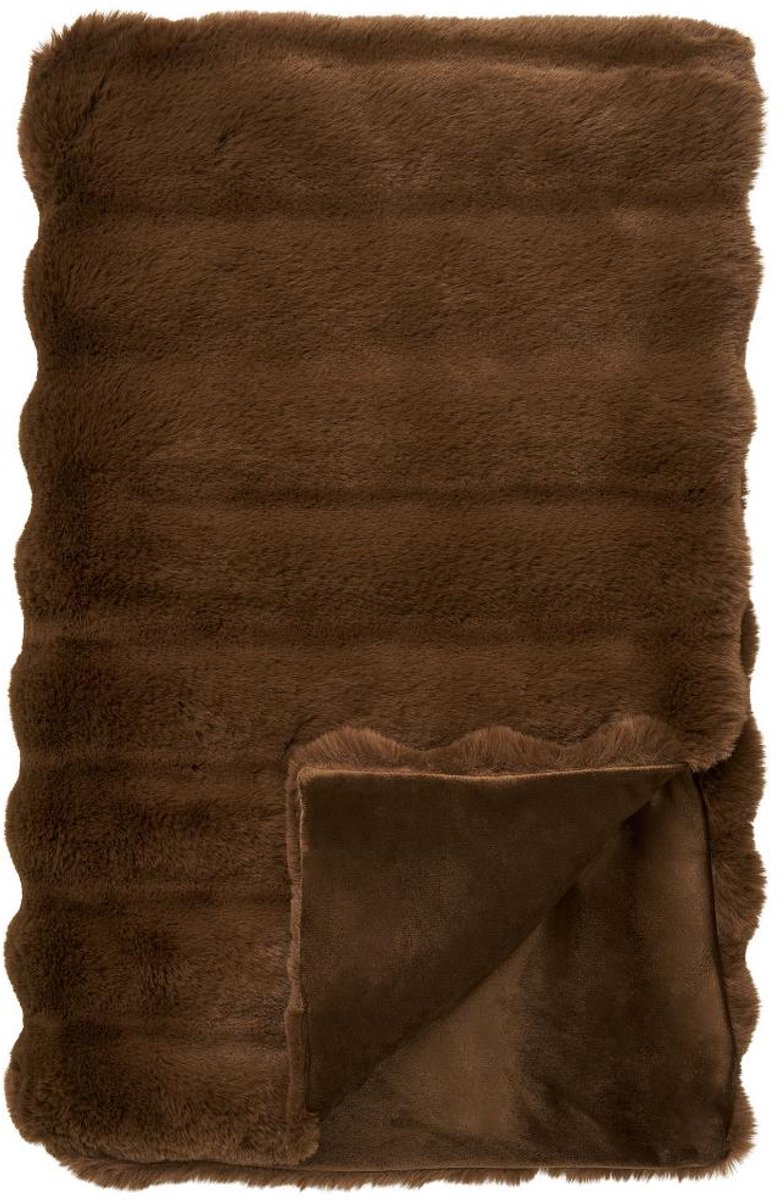 House Nordic Lærke plaid 130×180cm imitatiebont bruin.