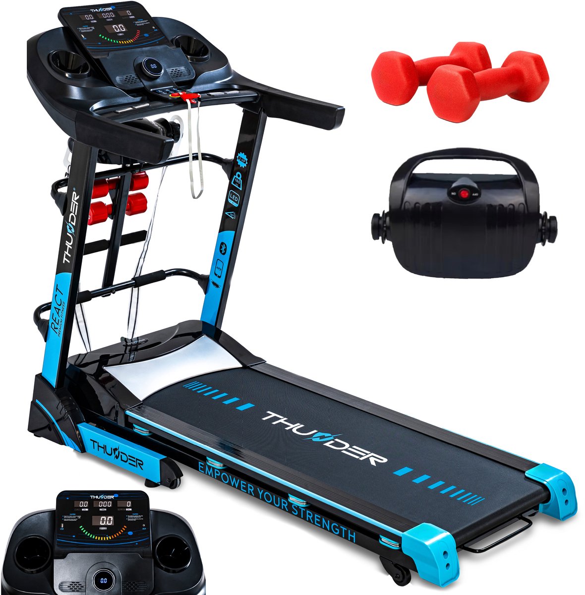 THUNDER Loopband - 18 km/u - 15 hellingsniveaus - 160 kg - THUNDER REACT-DS-BLACK