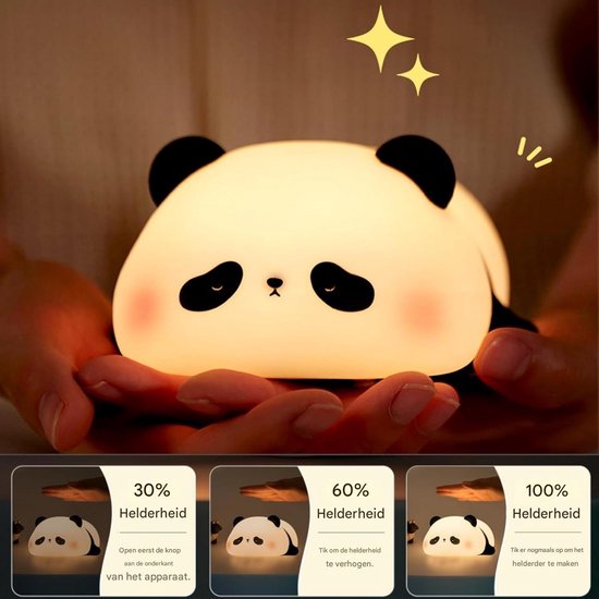 EXCITAT Kindernachtlampje in de vorm van een panda - Dimbare timer - Touchbediening - Siliconen - Oplaadbaar via USB - Schattige pandalamp - Schattig nachtlampje geschikt voor de kinderkamer van EXCITAT — afbeelding 5