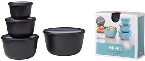 Distributeur Mepal Cirqula - 4 pièces - 500, 1000, 2000, 3000 ml - Noir nordique
