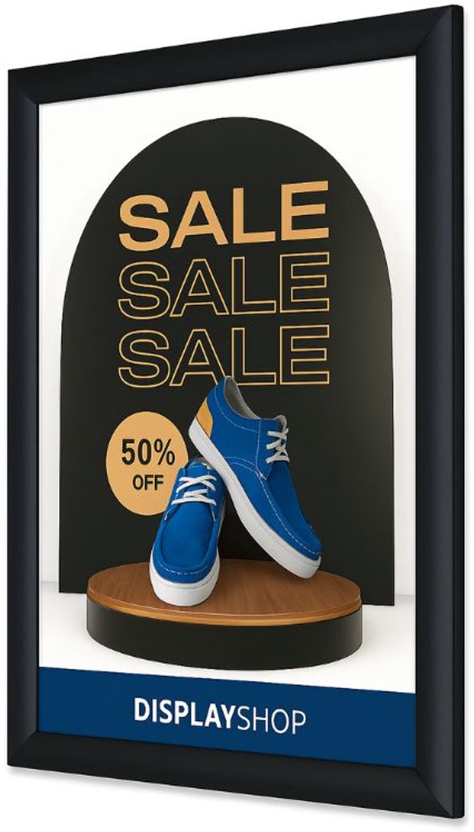 Kliklijst A4 (21x29,7cm)-Zwart A4 - Wissellijst- Posterlijst - Inclusief Beschermfolie