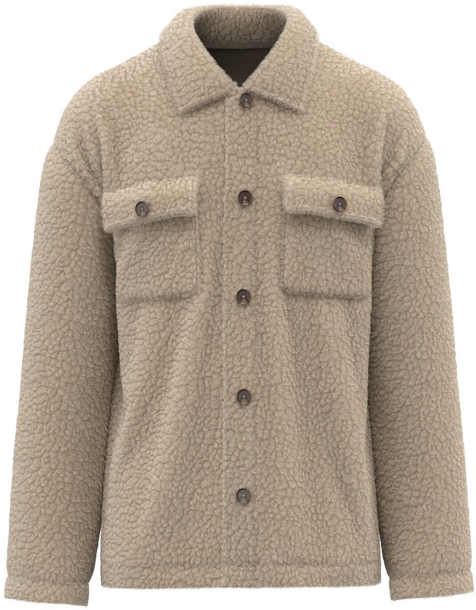 Spasso Uniseks sherpa-overshirt met afhangende schouders SP508 - Wet Sand - S