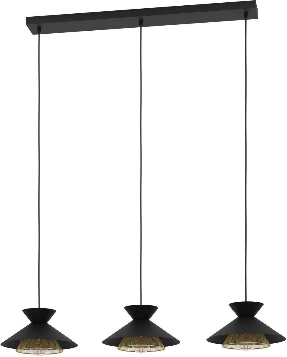 EGLO Grizedale Hanglamp - E27 - 96 cm - Zwart|Goud - Staal