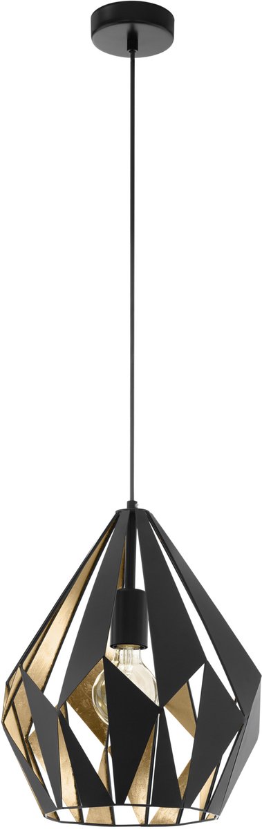 EGLO hanglamp Carlton 1 zwart goud 110cm E27