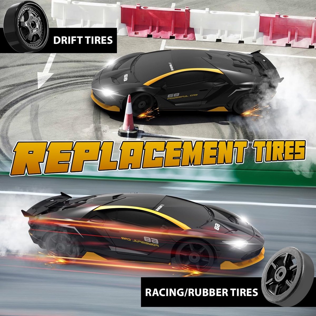 PolkaHome RC Drift Auto 1:24 – Afstandsbestuurbare RC Auto – 4WD – 2 Accu’s – 20 km/h — afbeelding 9
