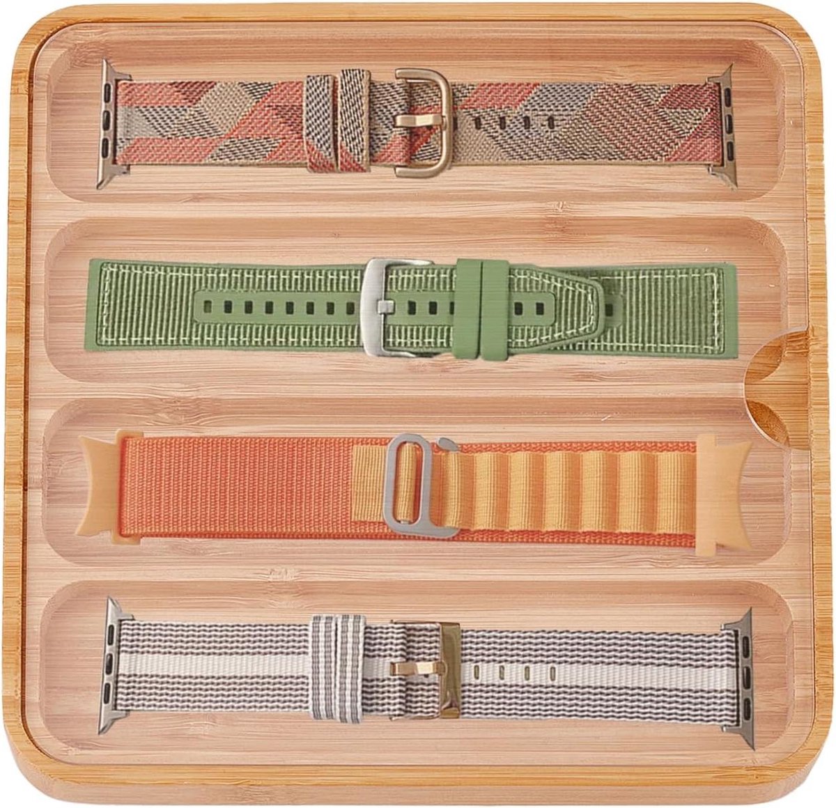 Optimaliseerde houten horlogeband opbergkast met lade en acryl bovendeksel. Geschikt voor horlogebanden en accessoires. Gemakkelijke opslag.