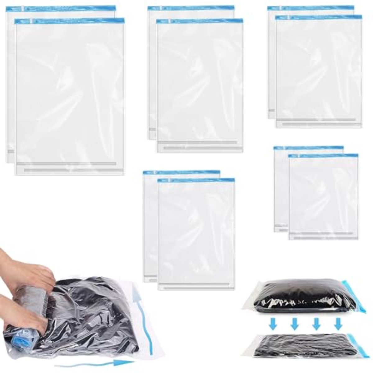 Vacuümzakken voor Kleding - 10 Stuks in 5 Maten - Efficiënte Opbergoplossingen