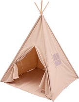 Sunny Vera Tipi Tent Sandy Beige voor kinderen – Wigwam Speeltent met raam van katoen – Tipi tent kinderen met Vloermat – 110x110x160cm – Stokken van hout