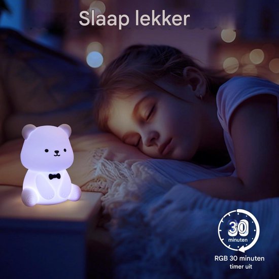 Vitdipy - Schattige beer Nachtlampje - Kinderkamer & Slaapkamer - Met Touch Functie - Dimbaar Nachtlampjes - Voor Kinderen, Baby & Volwassenen van Vitdipy — afbeelding 5