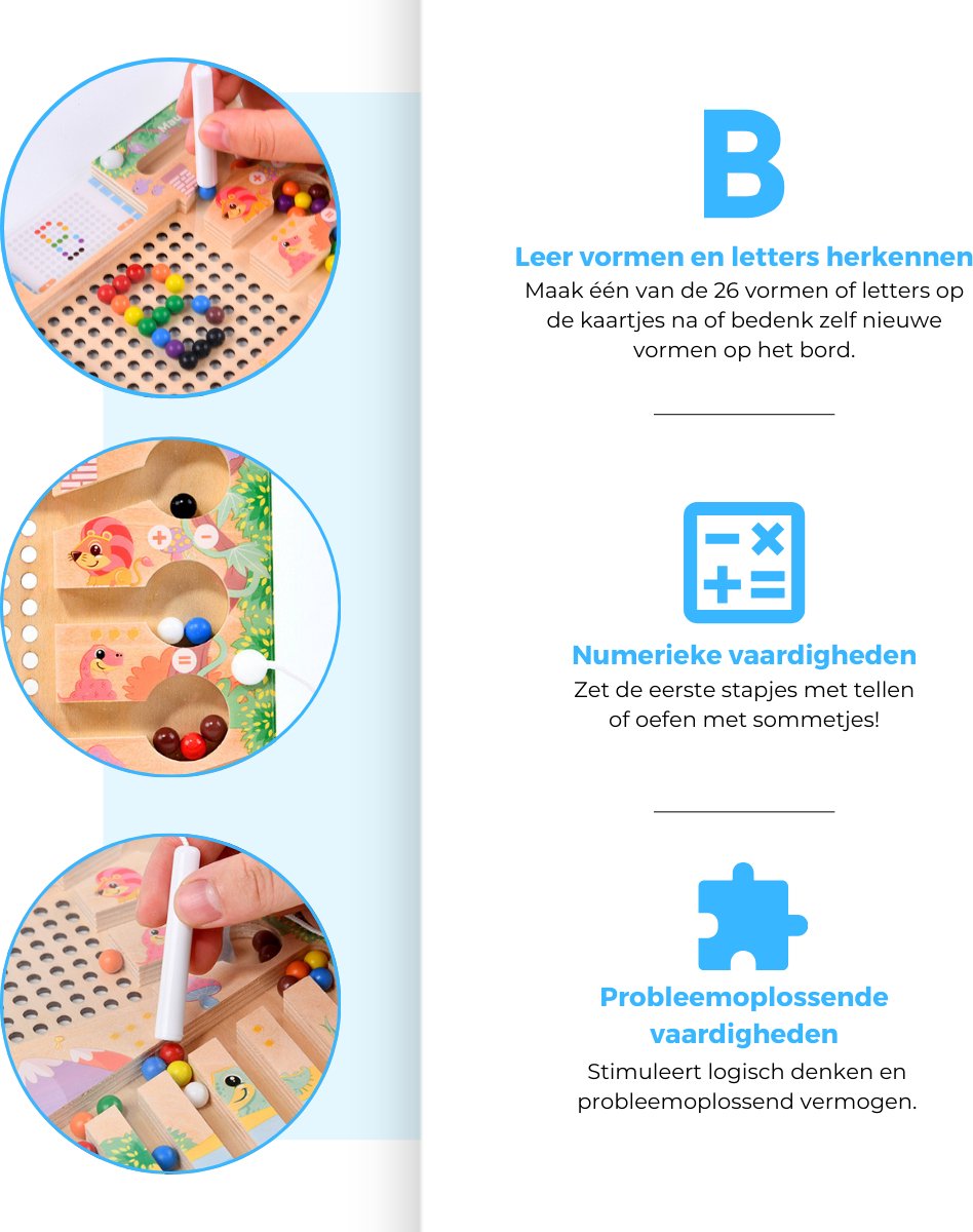 Mauzek® Magnetisch Doolhof – Montessori speelgoed – Houten Speelgoed – Magneet spel – Sensorisch Speelgoed – Reisspeelgoed – Educatief spel – Peuter Speelgoed – Voor in de auto – Voor onderweg – Jongens – Meisjes –3 jaar – 4 jaar – 5 jaar – 6 jaar — afbeelding 6