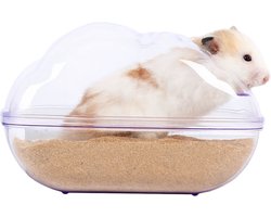 Grote Hamster Gerbil Kunststof Zandbak - Afgesloten Huisje Bakje Zand