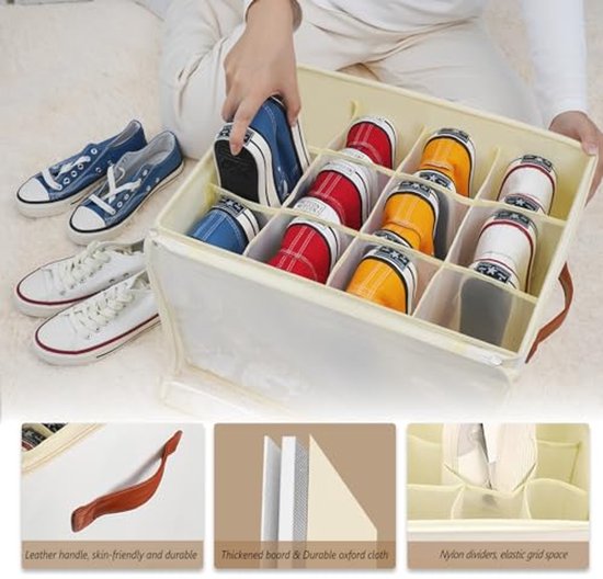 Shoe Storage Organizer - 24 Cell Stackable Shoe Rack for Space Saving ...