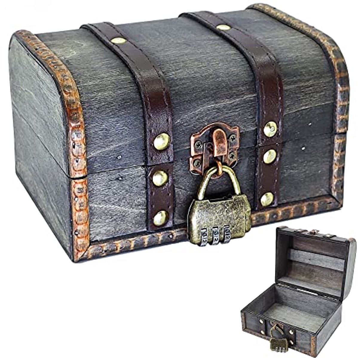 Houten Vintage Kist als Opbergbak of Sieradenbox voor Cadeau en Decoratie